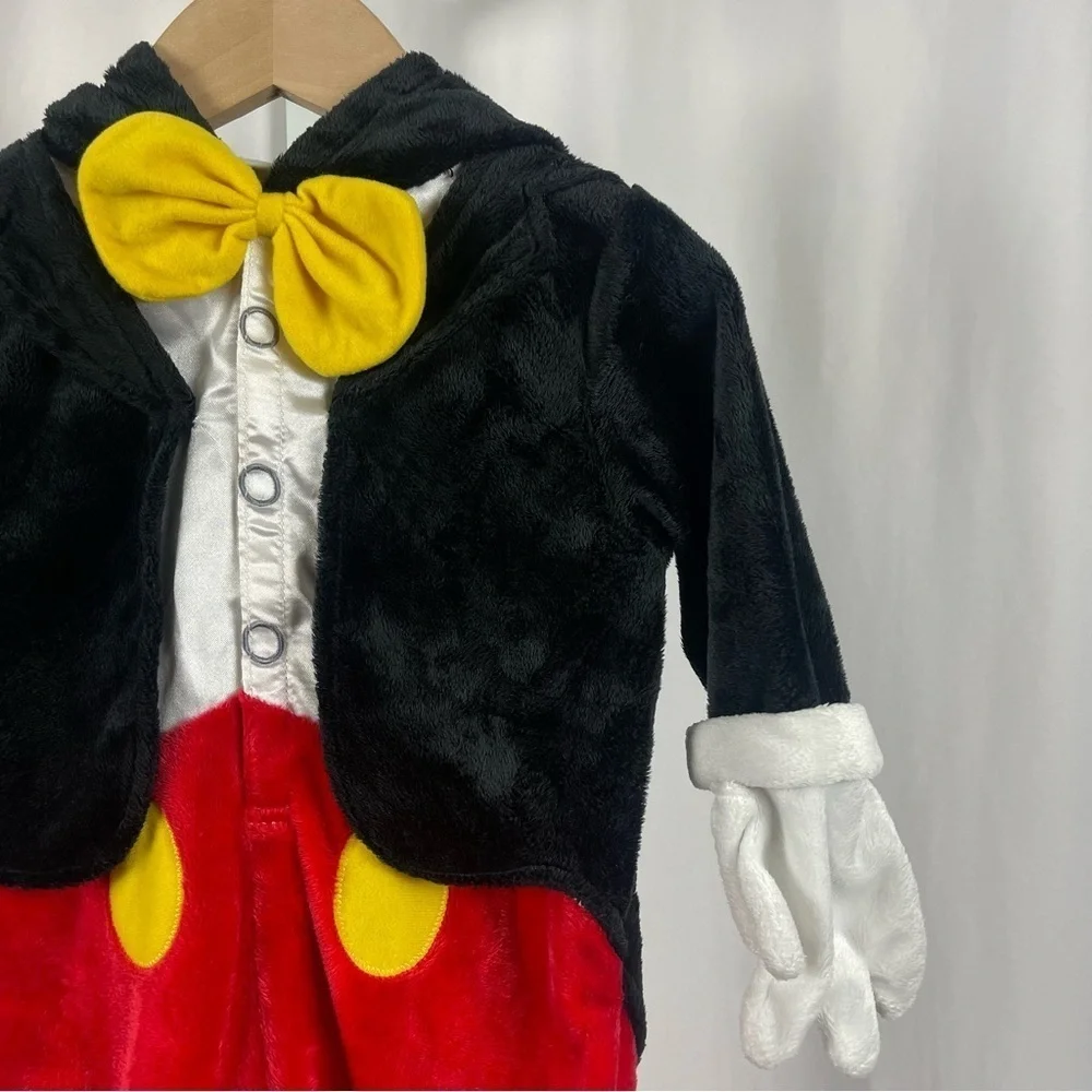 Disney Mickey Mouse 3-6 Months Fleece Velour Hooded Costume Suit Warm Cartoon
